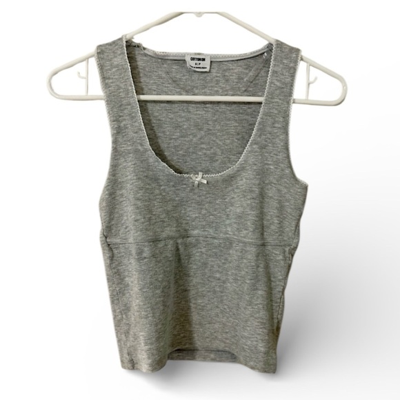 Cotton On Tops - Cotton On Heather Gray Tank Top With White Lace Trim Women’s Size Small